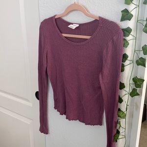 Cropped Waffle Knit Shirt
